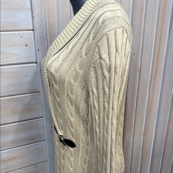 Calvin Klein Cream and Gold Cable Knit Cardigan - Picture 5 of 5
